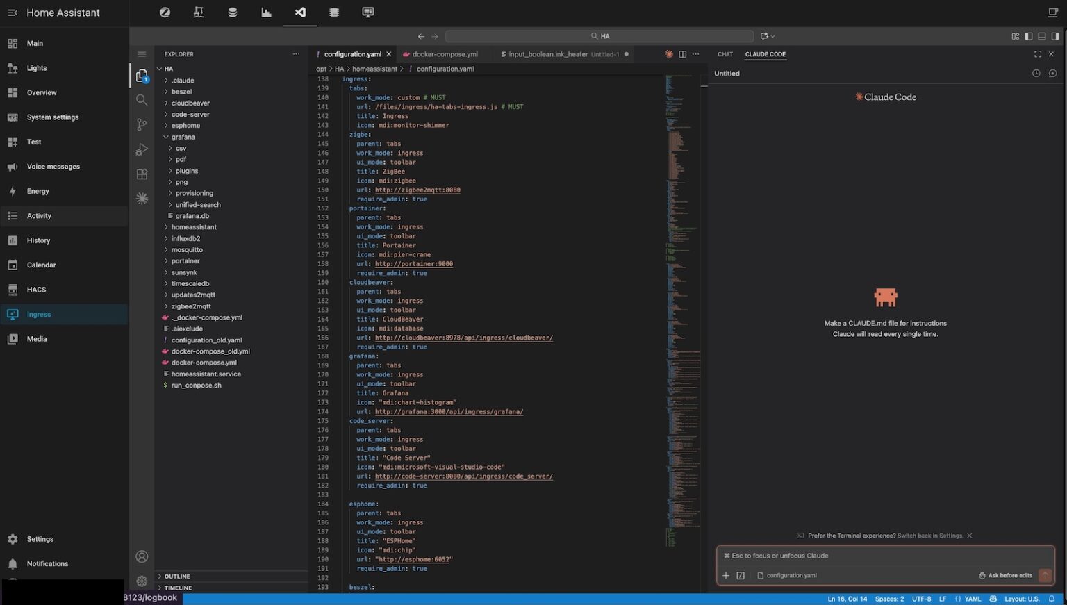 Claude Code Inside Home Assistant: Adding AI to Your VS Code Ingress ...